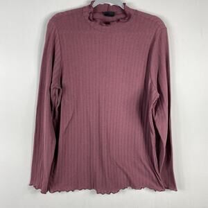 Torrid Top 1X Mauve Turtleneck Knit Rib Lettuce Edge Long Sleeve